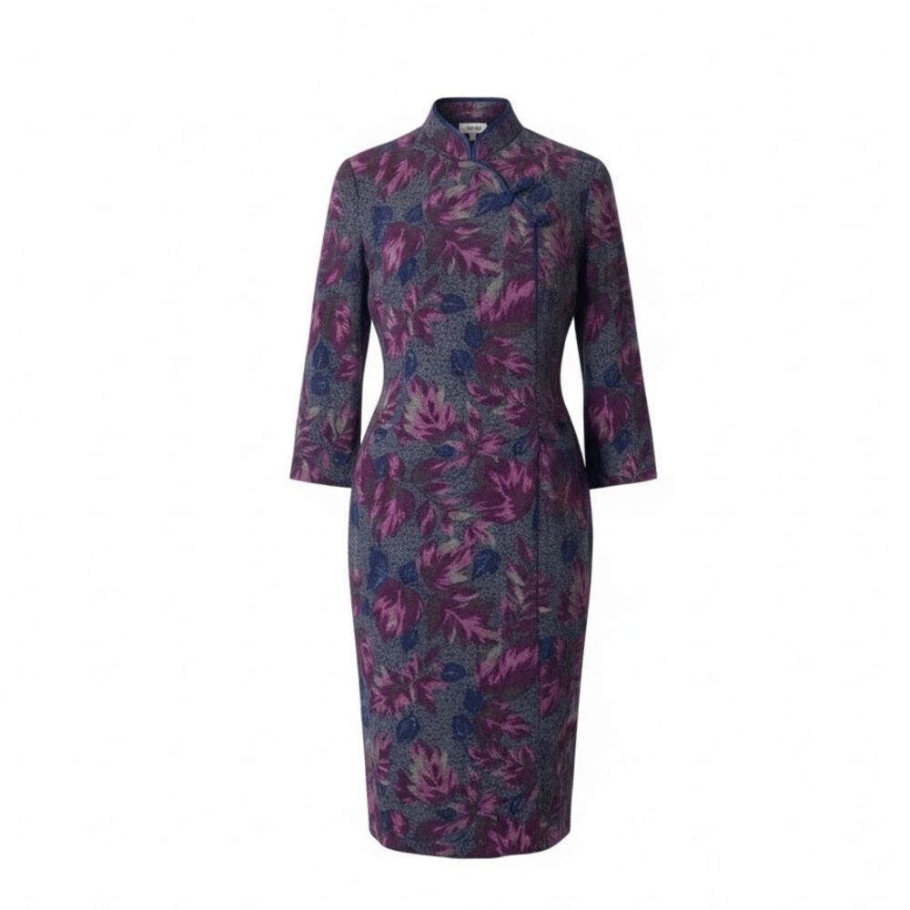 Vintage Futien Fully Lined Wool Cheongsam Dress